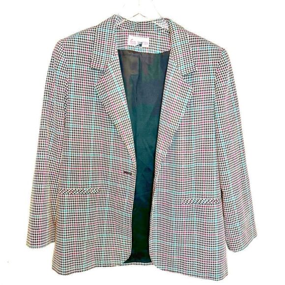 Vintage Block Island Petites by Marina Pappas houndstooth blazer. - Picture 2 of 9